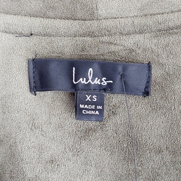 NEW Lulu's Taupe Tan Faux Suede Leather Asymmetrical Zip Up Moto Jacket P4752 - Picture 5 of 8